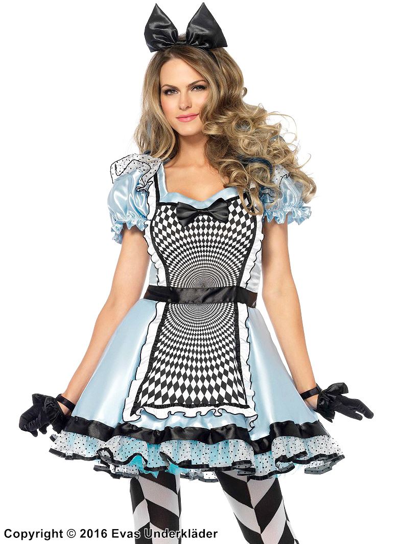Alice i Eventyrland, kostyme-kjole, sateng, puff-ermer
